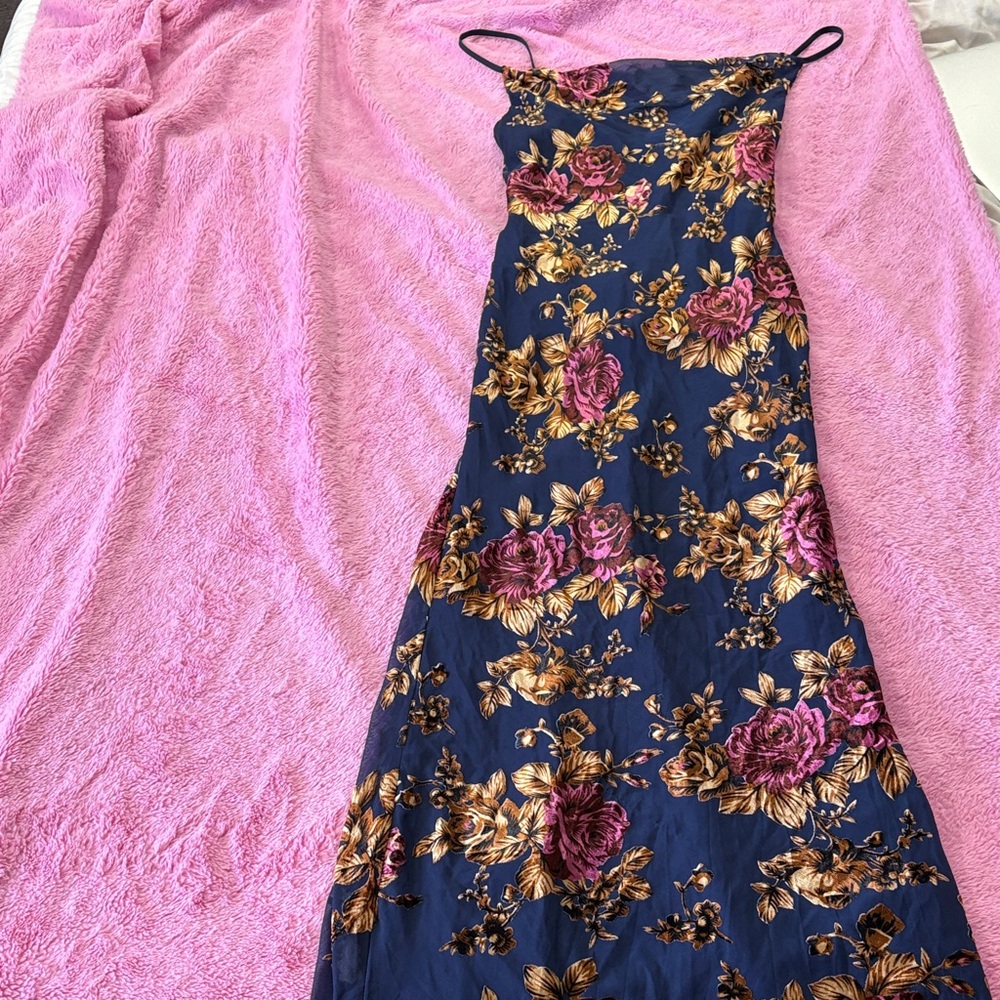 Princess Polly Floral Maxi Dress - Navy and Pink